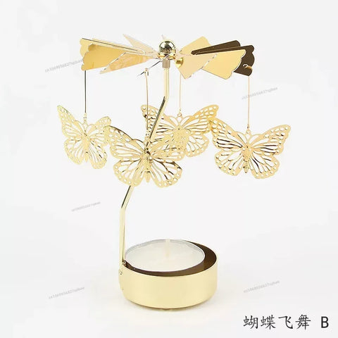 Metal Rotating Spinner Carousel Candle Tea Light Holder Table Rotating Transfer Windmill Decoration Home Elegance Candle Holder