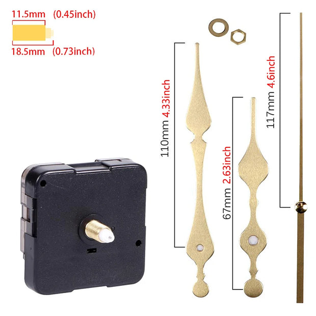 Clock Mechanism Silent Quartz Movement Machine Wall Hands Pointer Set Clockwork Table Long Shaft DIY Watches Repair Parts