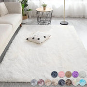 Fluffy Cream White Woolen Rug for Luxurious Bedroom and Living Room Decor - Bedroom and Living Room Soft and Cozy Silk Wool Rugs