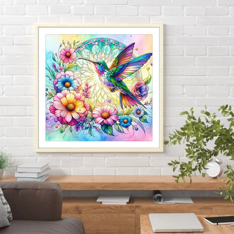 5D Diamond Painting Set Dragonfly and Hummingbird Full Round Rhinestone Art DIY Diamond Painting Home Wall Decoration Gifts