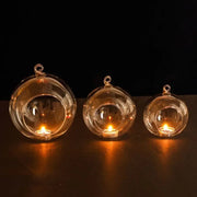 Glass Art Hollow Ball Candle Container Hanging Artistic Atmosphere Wedding Candle Holder Heat-resistant Transparent