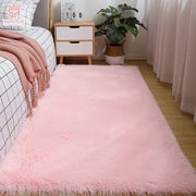 Solid Color Silk Wool Bedside Blanket for Girls Ins Bedroom Plush Carpet Silicone Non Slip Bottom Living Room Carpet  Cute Rug