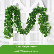 72pcs Leaves 2.1m Artificial Plants Green Ivy Garland Wall Hanging Vine Silk Ivy Leaf Home Garden Decoration Wedding Wreath Leaf