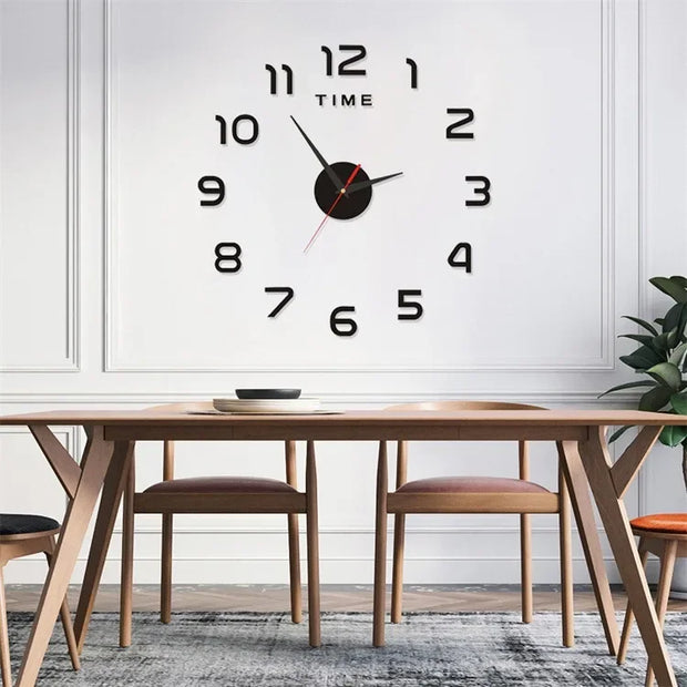 Wall Art Mirror Silent Three-dimensional Decoration Punch-free Restaurant Clock Creative Acrylic DIY Wall Clock Decor Clocks