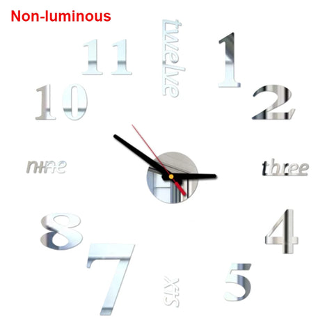 reloj de pared Luminous Wall Clock DIY Quartz Watch Clocks Acrylic Mirror Stickers Horloge Murale Wall Decor Home Decoration HOT