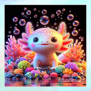 DIY Diamond Painting Cute Axolotl Full Square/Round Diamond Mosaic Cartoon Animal Art Rhinestone Picture 5D Home Decor