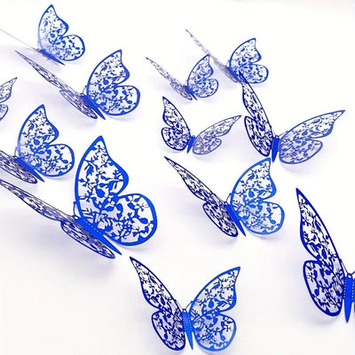 12Pcs Fashion 3D Hollow Butterfly Creative Wall Sticker For DIY Wall Stickers Modern Wall Art Home Decorations DIY Gift