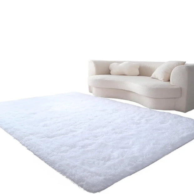 Fluffy Cream White Woolen Rug for Luxurious Bedroom and Living Room Decor - Bedroom and Living Room Soft and Cozy Silk Wool Rugs