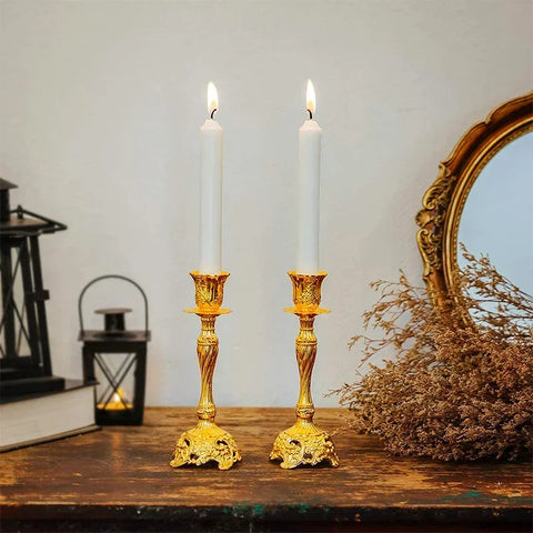 2Pcs Gold Candle Holder Candlesticks Candles Silver Wedding Europe Metal Candle Stand Wedding Table Home Decoration