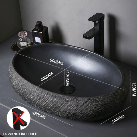 Ceramic Table Sink Above Counter Wash Basin Bathroom Lavatory Vanity Sink Art Basin Rectangular Balcony Countertop Vessel Sink