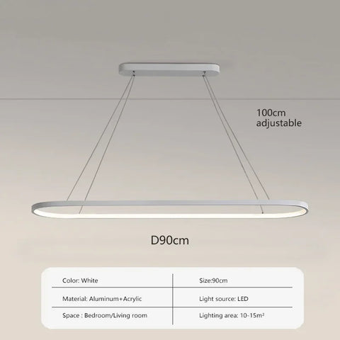 Modern LED Pendant Light 70/90cm Elliptical Restaurant Lighting Hanging Lights Bedroom Living Room Kitchen Bar Home Led Lamp