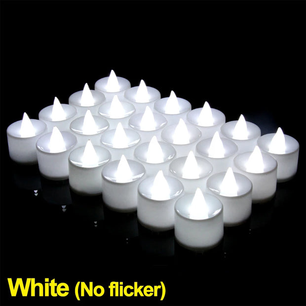 1/12Pcs LED Candle Battery Powered Flameless Tea Candle Fake Candle Lamp Wedding Birthday Party Home Decoration Lamp Candlestick