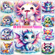 DIY AB Diamond Painting Cute Axolotl Elf Dragon Diamond Embroidery Cartoon Animal Cross Stitch Set Art Home Decoration Gift