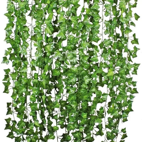 50/2M Artificial Green Ivy Vine Garland Fake Leaf Plants Rattan Hanging Creeper Garlands for Garden Wedding Party Wall Decor