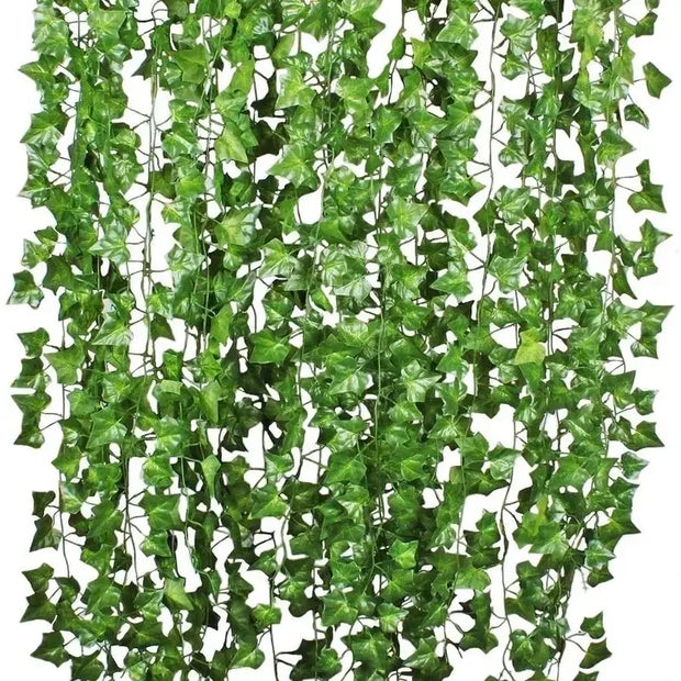 50/2M Artificial Green Ivy Vine Garland Fake Leaf Plants Rattan Hanging Creeper Garlands for Garden Wedding Party Wall Decor