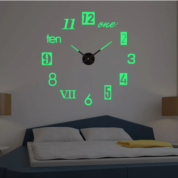 Creative Luminous Silent Wall Clock DIY Living Room Bedroom Three-dimensional Decorative Digital Clock Acrylic Wall Home Decor