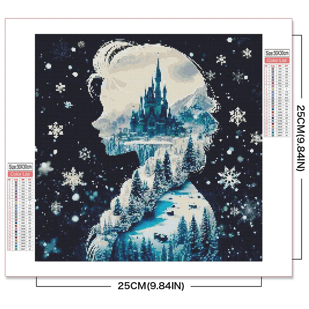 Disney Cartoon Diamond Embroidery Ariel Jasmine Painting Cross Stitch Princess Abstract Elsa Mosaic Castle Christmas Decorations