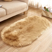 Faux Fur Area Rugs Large Oval Artificial Sheepskin Long Hair Carpets Floor White Wool Fluffy Soft Mats Bedroom for Living Room