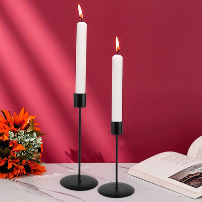 2Pcs Metal Candle Holders Candlestick Holder for Table Black Candle Holder for Home Wedding Dinning Party Anniversary Decor