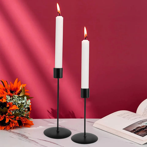 2Pcs Metal Candle Holders Candlestick Holder for Table Black Candle Holder for Home Wedding Dinning Party Anniversary Decor