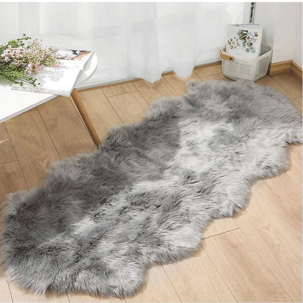 Soft Sheepskin Bedroom Carpet Imitation Wool Pad Long Hair Bedside Rugs Sofa Cushion Rugs Living Room Fluffy Hairy Fur Carpet