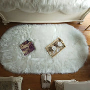 Faux Fur Area Rugs Large Oval Artificial Sheepskin Long Hair Carpets Floor White Wool Fluffy Soft Mats Bedroom for Living Room