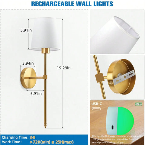 Wireless battery powered wall lamp rechargeable wall lamp dimmable detachable bulb remote control 10 color wireless wall lamp