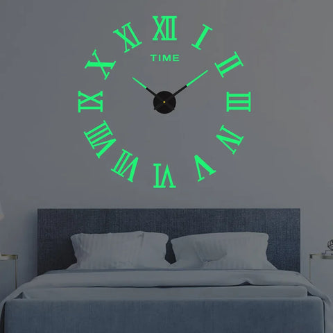 Large 3D Wall Clock DIY Creative Mirror Surface Wall Decorative Sticker Watch 130cm Frameless for Home School Office Living Room