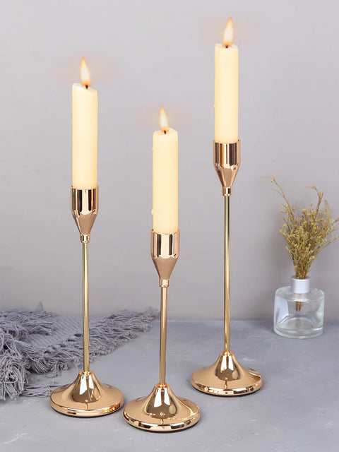 3Pcs/Set European Style Metal Candle Holders Candlestick Fashion Wedding Table Candle Stand Exquisite Candlestick Christmas Tabl