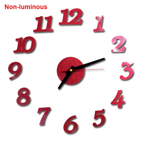 reloj de pared Luminous Wall Clock DIY Quartz Watch Clocks Acrylic Mirror Stickers Horloge Murale Wall Decor Home Decoration HOT