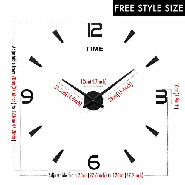 MCDFL Large Decorative Wall Clock Home Decoration 3D Mural Metal Art Ornaments Room Aesthetic DIY Big Numbers for Hours Interior