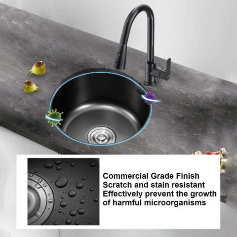 Kitchen Round Sink  Round Kitchen Sink Stainless Steel  Round Basin with Drainpipe Fitting 30cm Diameter  Round Sink