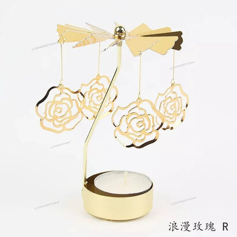 Metal Rotating Spinner Carousel Candle Tea Light Holder Table Rotating Transfer Windmill Decoration Home Elegance Candle Holder