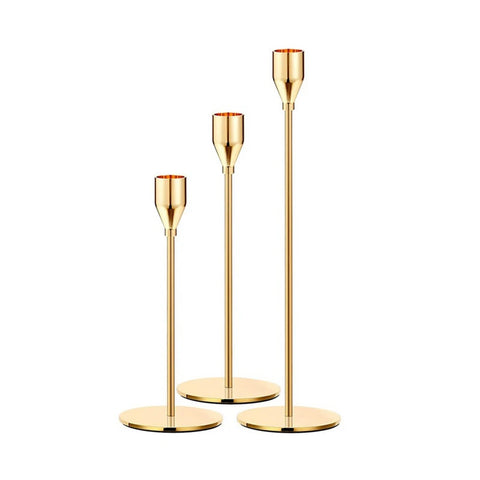 3Pcs/Set Chinese Style Metal Candle Holders Simple Golden Wedding Decoration Bar Party Living Room Home Decor Candlestick