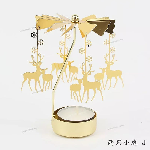 Metal Rotating Spinner Carousel Candle Tea Light Holder Table Rotating Transfer Windmill Decoration Home Elegance Candle Holder