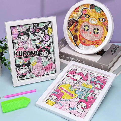 Sanrio Diamond Painting Hello Kitty Cartoon Full Diamond Mosaic 5D DIY Cross Stitch Kits Diamond Art Home Decor with Frame