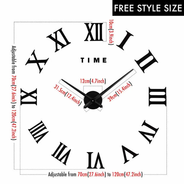 MCDFL Large Decorative Wall Clock Home Decoration 3D Mural Metal Art Ornaments Room Aesthetic DIY Big Numbers for Hours Interior