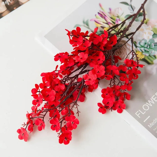 Cherry Blossoms Artificial Flowers Baby's Breath Gypsophila Mother's Day DIY Wedding Home Vase Decoration Faux Flowers Branch