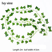 2/4/8/10M Artificial Ivy Leaves Garland Hanging Vines Fake Plants Outdoor Greenery Wall Decor Festival Garden Home Party Decor