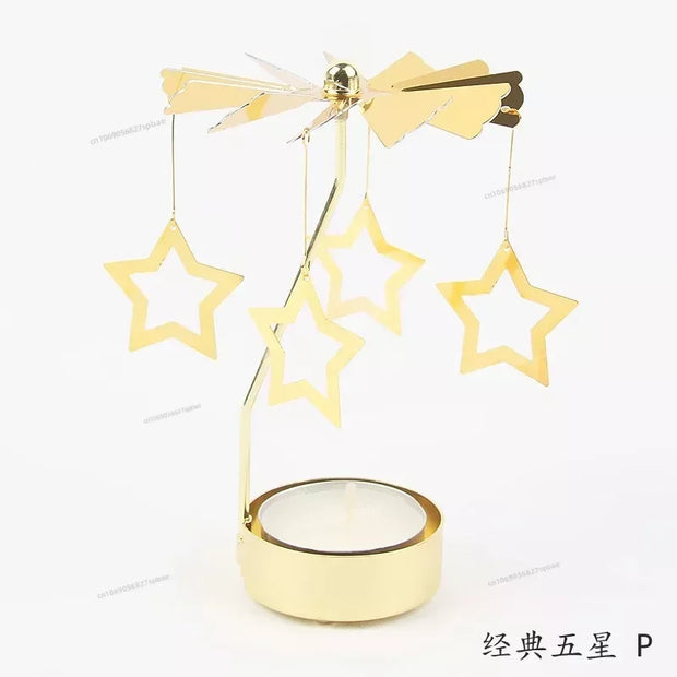 Metal Rotating Spinner Carousel Candle Tea Light Holder Table Rotating Transfer Windmill Decoration Home Elegance Candle Holder