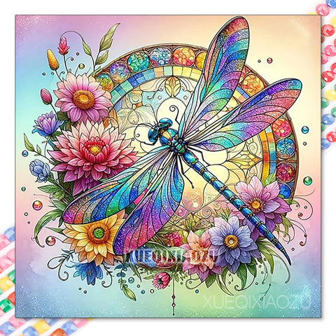 5D Diamond Painting Set Dragonfly and Hummingbird Full Round Rhinestone Art DIY Diamond Painting Home Wall Decoration Gifts