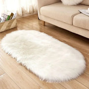 Faux Fur Area Rugs Large Oval Artificial Sheepskin Long Hair Carpets Floor White Wool Fluffy Soft Mats Bedroom for Living Room