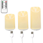 1 or 3 Pieces USB Charge Remote Control LED Decorative Moving Wick Candles,10/12.5/15 cm Rechargeable Dancing Church Candles