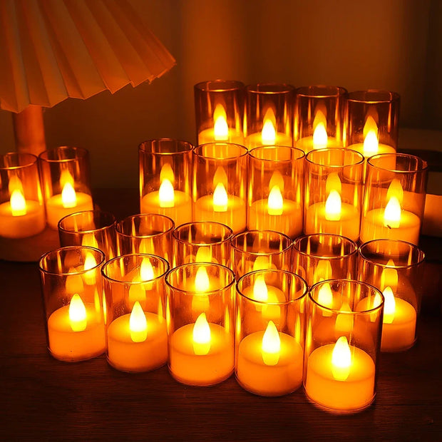 10/1PCS LED Electronic Candles Acrylic Cup Flameless Warm Light Candle Battery Powered Wedding Birthday Party Decoration Lights