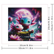 Huacan Diamond Painting Axolotl Craft Kit Diamond Embroidery Landscape Moon Flower Rhinestones Handmade Gift