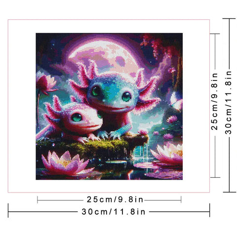 Huacan Diamond Painting Axolotl Craft Kit Diamond Embroidery Landscape Moon Flower Rhinestones Handmade Gift