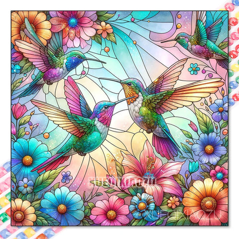 5D Diamond Painting Set Dragonfly and Hummingbird Full Round Rhinestone Art DIY Diamond Painting Home Wall Decoration Gifts