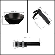 KEMAIDI Modern Bathroom Sink Round Black Ceramic Wash Basin Sink Bowl  Bathroom Sinks W/ Black Waterfall Mixer Faucet Tap Set