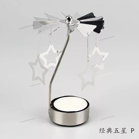 Metal Rotating Spinner Carousel Candle Tea Light Holder Table Rotating Transfer Windmill Decoration Home Elegance Candle Holder