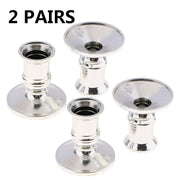 4pcs Taper Candle Holders Plastic Pillar Candle Base Traditional Shape Fits Standard Candlestick Silver Home Decoration